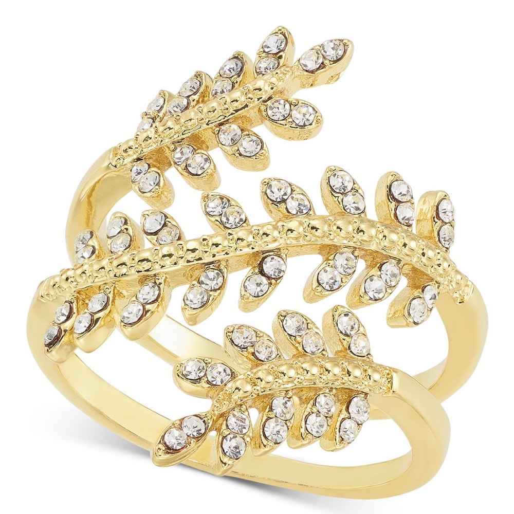 NWT Charter Club
Gold-Tone Pavé Leaf Statement Ring.